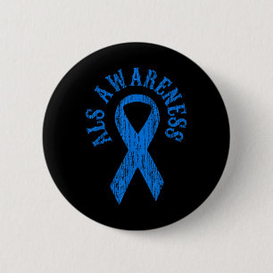 Badge Rond 5 Cm Mois de sensibilisation Als Blue Ribbon Shirt Fami