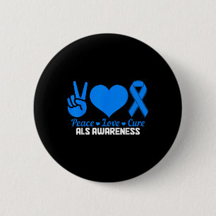 Badge Rond 5 Cm Mois de sensibilisation Als Peace Love Cure Blue R