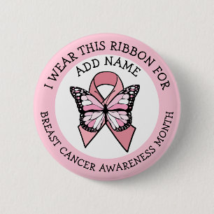 Badge Rond 5 Cm Mois de sensibilisation au cancer du sein rose per
