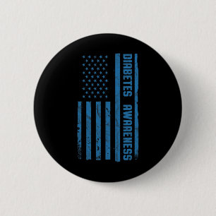 Badge Rond 5 Cm Mois de sensibilisation au diabète Drapeau Vintage