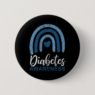 Badge Rond 5 Cm Mois de sensibilisation au diabète Retro Arc-en-ci