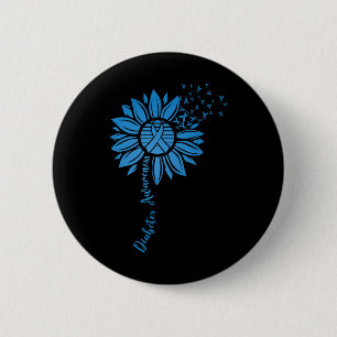 Badge Rond 5 Cm Mois de sensibilisation au diabète Tournesol bleu