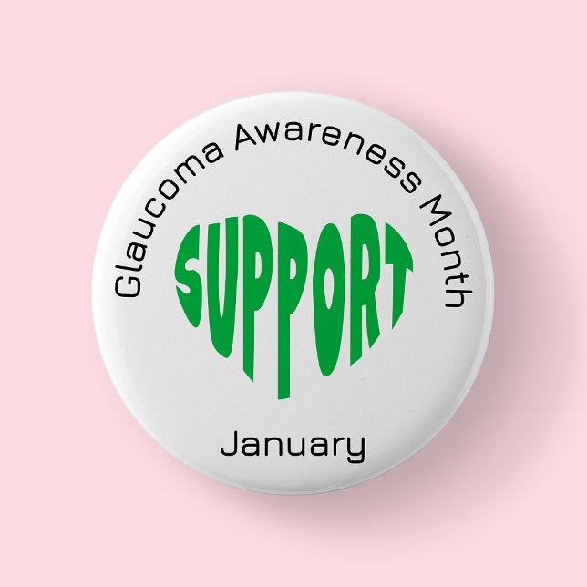 Badge Rond 5 Cm Mois de sensibilisation au glaucome vert et blanc (Glaucoma)
