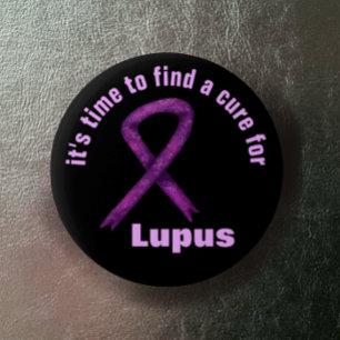 Badge Rond 5 Cm Mois de sensibilisation au lupus / Ruban violet Te