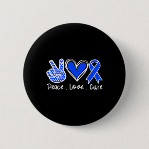 Badge Rond 5 Cm Mois de sensibilisation Bleu Ruban Paix Amour Cure