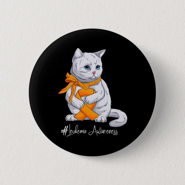 Badge Rond 5 Cm Mois de sensibilisation Chat au ruban orange (Devant)