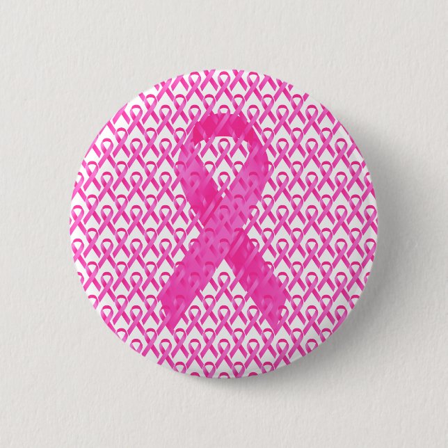 Badge Rond 5 Cm Mois du cancer du sein Ruban rose (Devant)