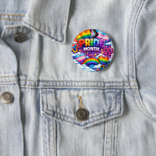 Badge Rond 5 Cm Mois fierté coloré, arc-en-ciel et art de licorne