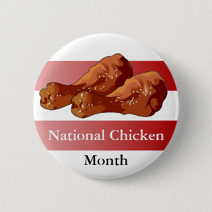 Badge Rond 5 Cm Mois national du poulet, poulet frit