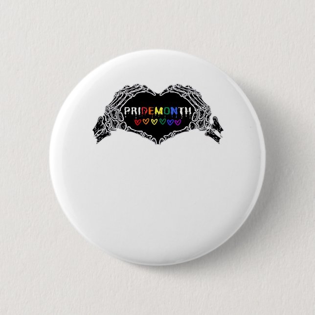 Badge Rond 5 Cm Mois Skeleton Heart Hands LGBTQIA (Devant)