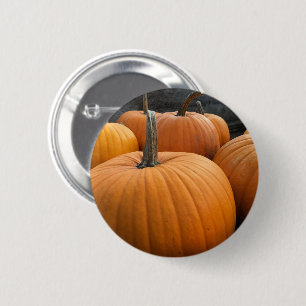 Badge Rond 5 Cm Moisson d'automne Orange Citrouilles