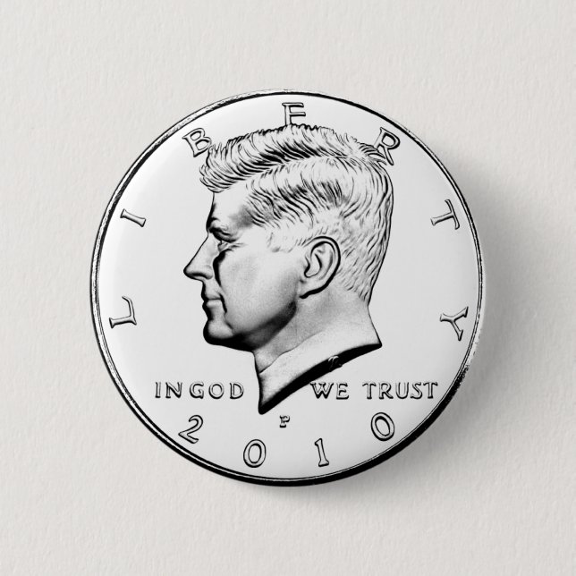 BADGE ROND 5 CM MOITIÉ DE DOLLAR KENNETÉ (Devant)