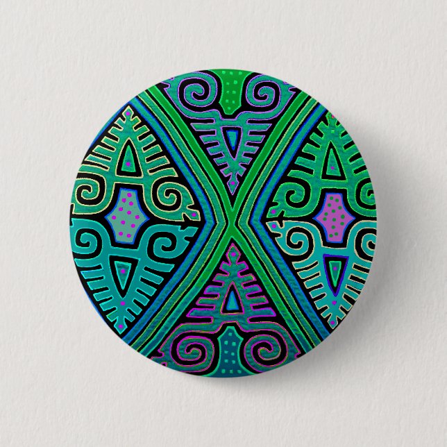 Badge Rond 5 Cm Mola diamant indien Kuna (Devant)