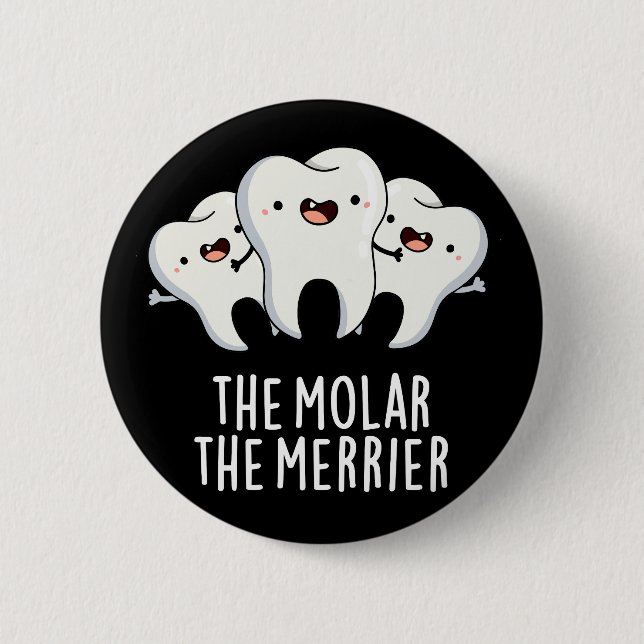 Badge Rond 5 Cm Molar Le Merrier Funny Dental Pun Dark BG (Devant)
