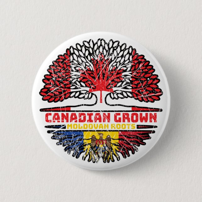 Badge Rond 5 Cm Moldavie Canada moldave Drapeau des racines de l'a (Devant)