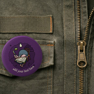 Badge Rond 5 Cm Mole de bande dessinée mignon écrivain ou étudiant