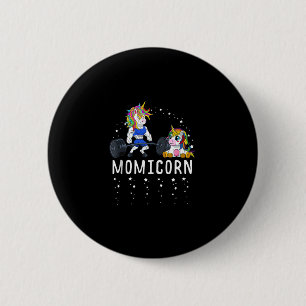 Badge Rond 5 Cm Momicorn Licorne Maman Fitness Gym Haltérophilie