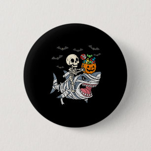 Badge Rond 5 Cm Momie de requin à cheval squelette Halloween garço