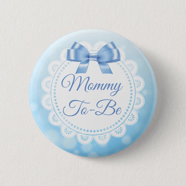 Badge Rond 5 Cm Mommy To Be Baby shower Blue Lace Button (Devant)