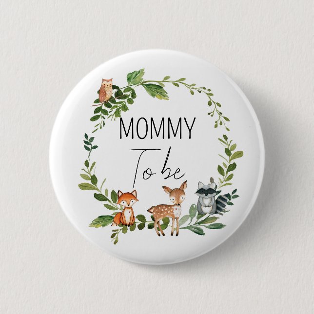 Badge Rond 5 Cm Mommy to be - Bouton baby shower en bois (Devant)