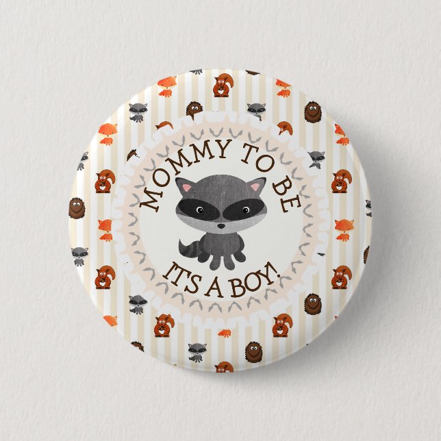 Badge Rond 5 Cm Mommy To Be Button Woodland Thème Aninmal (Devant)