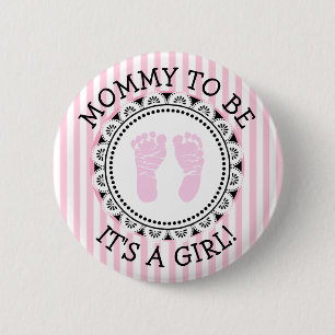 Badge Rond 5 Cm "Mommy To Be" Pink and black Baby Shower Button