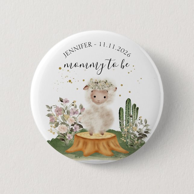 Badge Rond 5 Cm Mommy to be Sheep woodland animal (Devant)