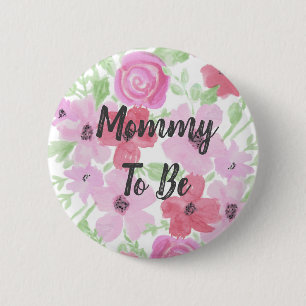 Badge Rond 5 Cm Mommy to Be Watercolor Baby shower Floral