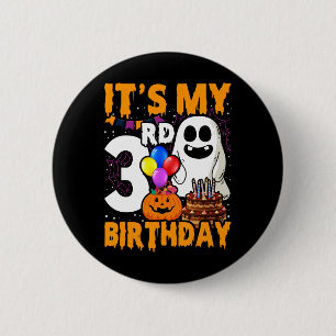 Badge Rond 5 Cm Mon 3e anniversaire Fantôme Citrouille Halloween P