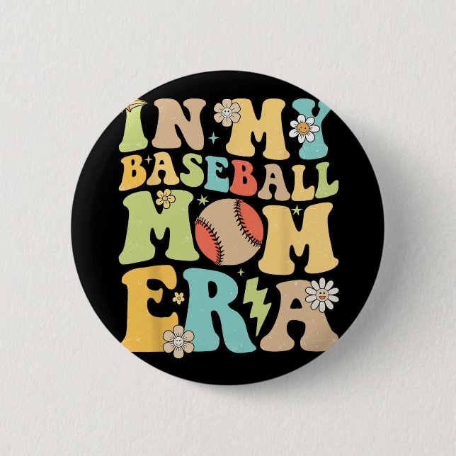 Badge Rond 5 Cm Mon Baseball Maman Era Drôle Baseball Mama Mères D (Devant)