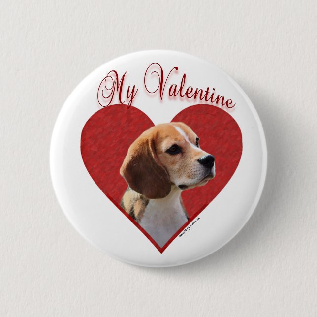 Badge Rond 5 Cm Mon Beagle Valentine (Devant)