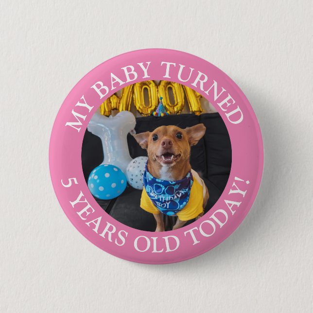 Badge Rond 5 Cm Mon bébé a eu 5 ans aujourd'hui (Devant)