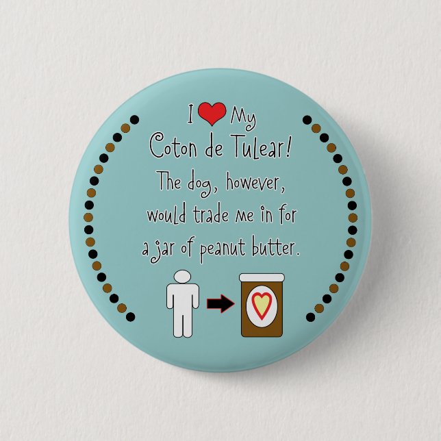 Badge Rond 5 Cm Mon beurre d'arachide de Tulear Loves de coton (Devant)