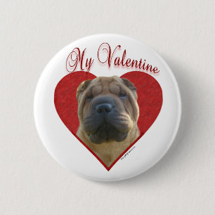 Badge Rond 5 Cm Mon chinois Shar-Pei Valentine