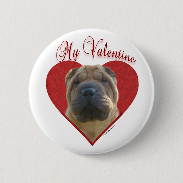 Badge Rond 5 Cm Mon chinois Shar-Pei Valentine (Devant)