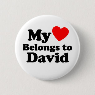 Badge Rond 5 Cm Mon coeur appartient à David