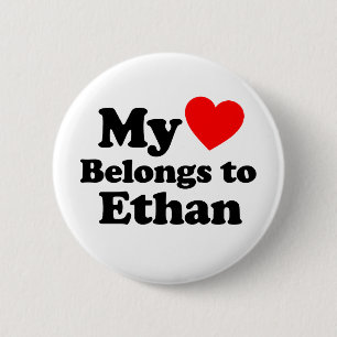 Badge Rond 5 Cm Mon coeur appartient à Ethan