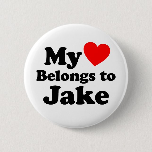 Badge Rond 5 Cm Mon coeur appartient à Jake (Devant)
