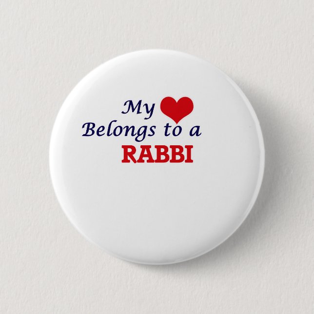 Badge Rond 5 Cm Mon coeur appartient à Rabbin (Devant)