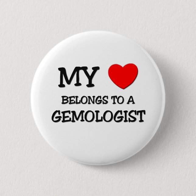 Badge Rond 5 Cm Mon coeur appartient à un GEMOLOGIST (Devant)