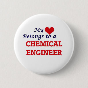 Badge Rond 5 Cm Mon coeur appartient à un ingénieur chimiste