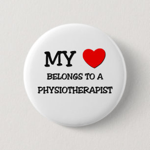Badge Rond 5 Cm Mon coeur appartient à un PHYSIOTHÉRAPEUTE