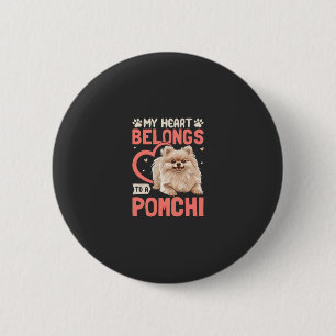 Badge Rond 5 Cm Mon cœur appartient à un Pomchi