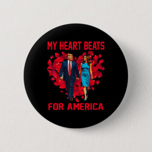Badge Rond 5 Cm Mon coeur bat pour l'Amérique Trump Saint-Valentin