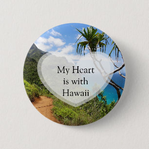 Badge Rond 5 Cm Mon coeur est avec le bouton Hawaii