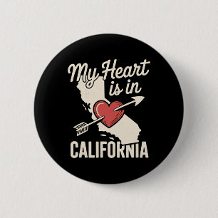 Badge Rond 5 Cm Mon cœur est en Californie Mignon État de Californ