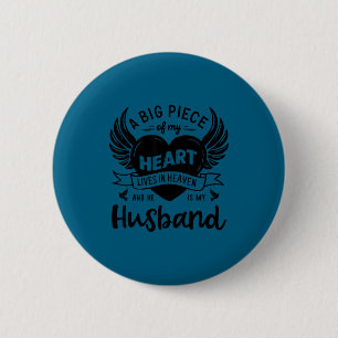 Badge Rond 5 Cm Mon cœur vit au ciel, il est mon mari ange gardien