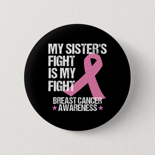 Badge Rond 5 Cm Mon combat Soeurs est mon combat cancer du sein de (Devant)