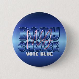 Badge Rond 5 Cm Mon corps Mon choix bleu