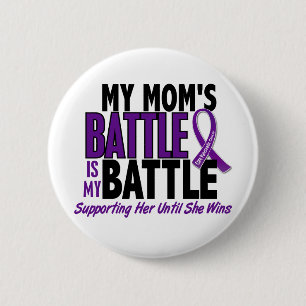 Badge Rond 5 Cm Mon de bataille Cancer pancréatique de maman trop